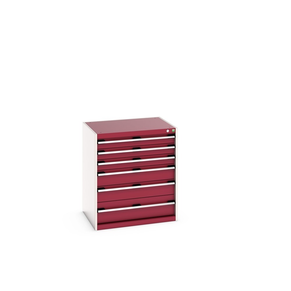 Illustration du produit: Meuble à tiroirs bott cubio, tiroirs 3x100 + 2x150+ 1x200 mm, capacité de charge 200 kg par tiroir, largeur 800 mm, rouge pourpre