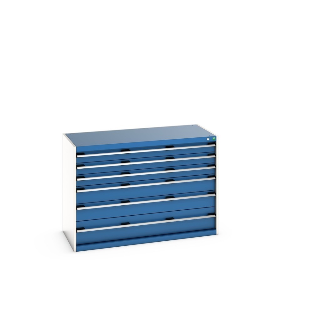 Illustration du produit: Meuble à tiroirs bott cubio, tiroirs 3x100 + 2x150+ 1x200 mm, capacité de charge 200 kg par tiroir, largeur 1 300 mm, bleu gentiane