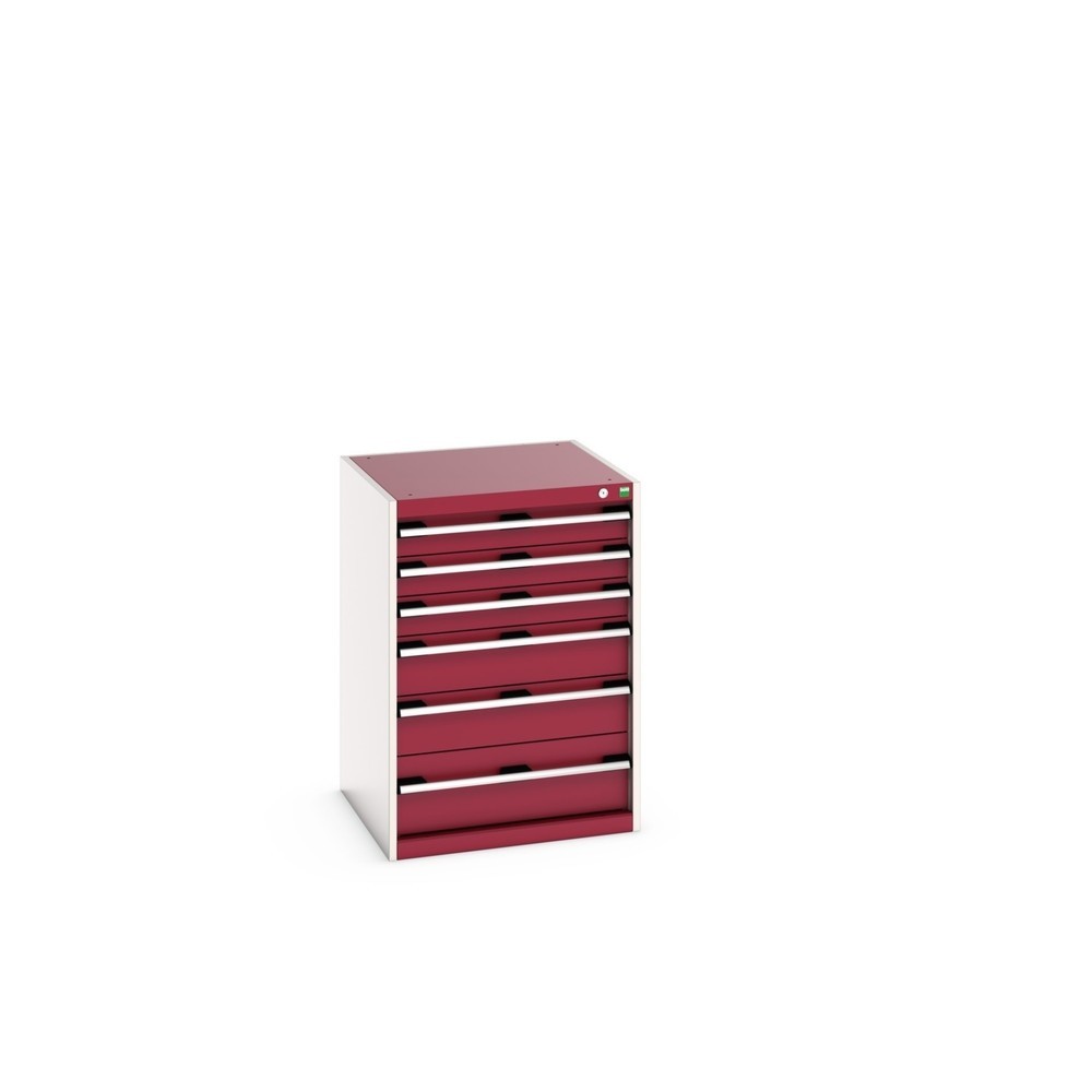 Illustration du produit: Meuble à tiroirs bott cubio, tiroirs 3x100 + 2x150 x 1x200 mm, capacité de charge 75 kg par tiroir, largeur 650 mm, rouge pourpre
