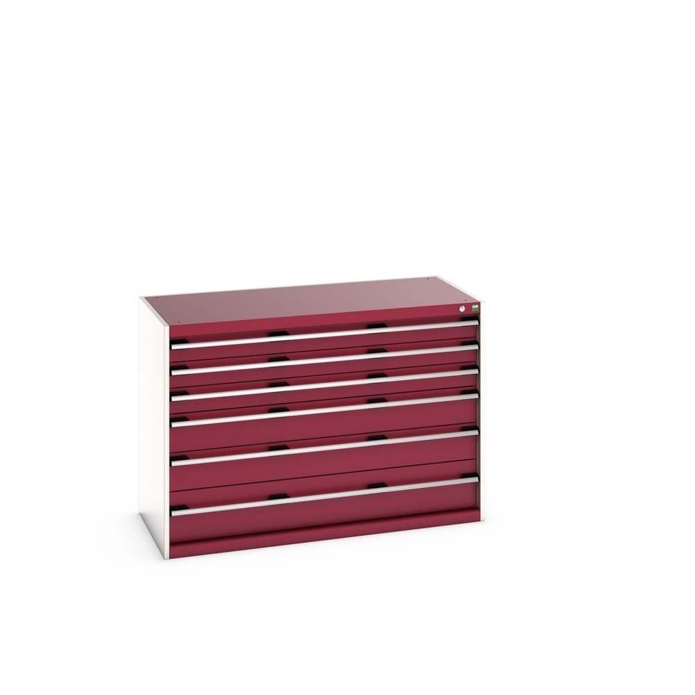 Illustration du produit: Meuble à tiroirs bott cubio, tiroirs 3x100 + 2x150+ 1x200 mm, capacité de charge 200 kg par tiroir, largeur 1 300 mm, rouge pourpre