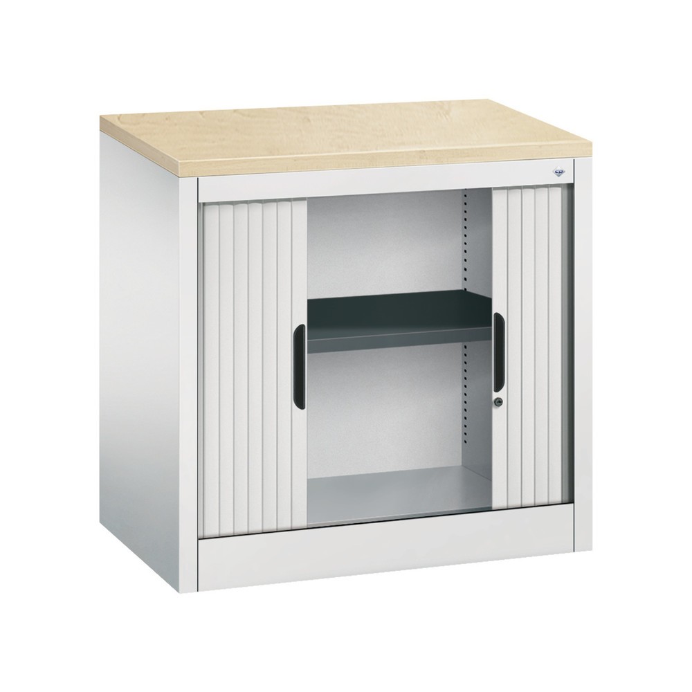Produktabbildung Nr. 4: Meuble à volet roulant transversal C+P, 1 1/2 hauteur de classeur, largeur 800 mm, gris clair, Érable