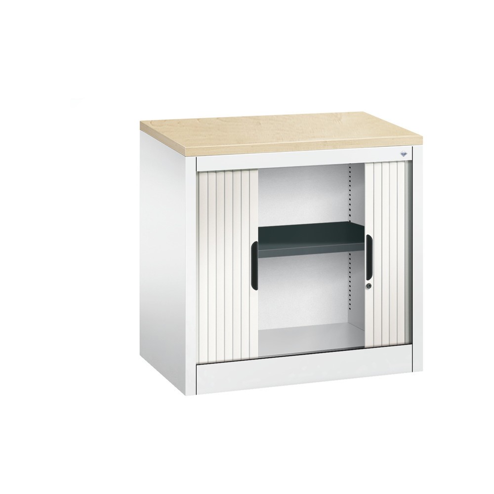 Produktabbildung Nr. 4: Meuble à volet roulant transversal C+P, 1 1/2 hauteur de classeur, largeur 800 mm, blanc pur, Érable