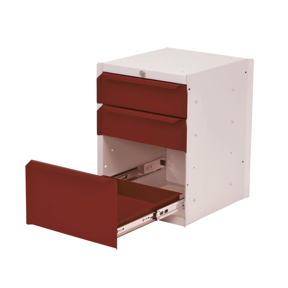 Produktabbildung Nr. 1: Meuble bas à 3 tiroirs pour table de système de poste de travail Bedrunka+Hirth, H x l x P 500 x 370 x 400 mm, rouge rubis