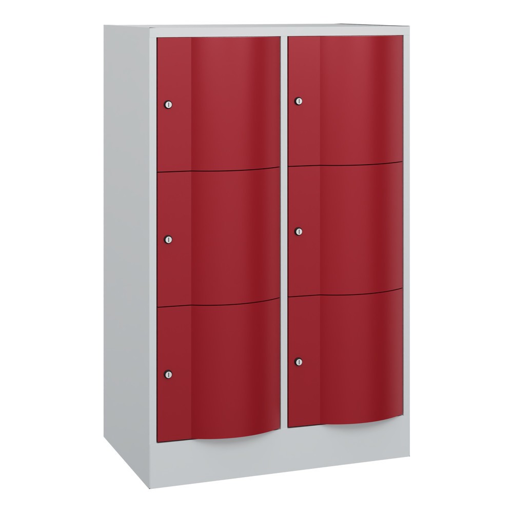 Produktabbildung Nr. 1: Meuble coffre-fort C+P avec portes « anti-vandalisme », 2 x 3 compartiments, H x l x P 1 225 x 770 x 540 mm, gris clair, rouge rubis