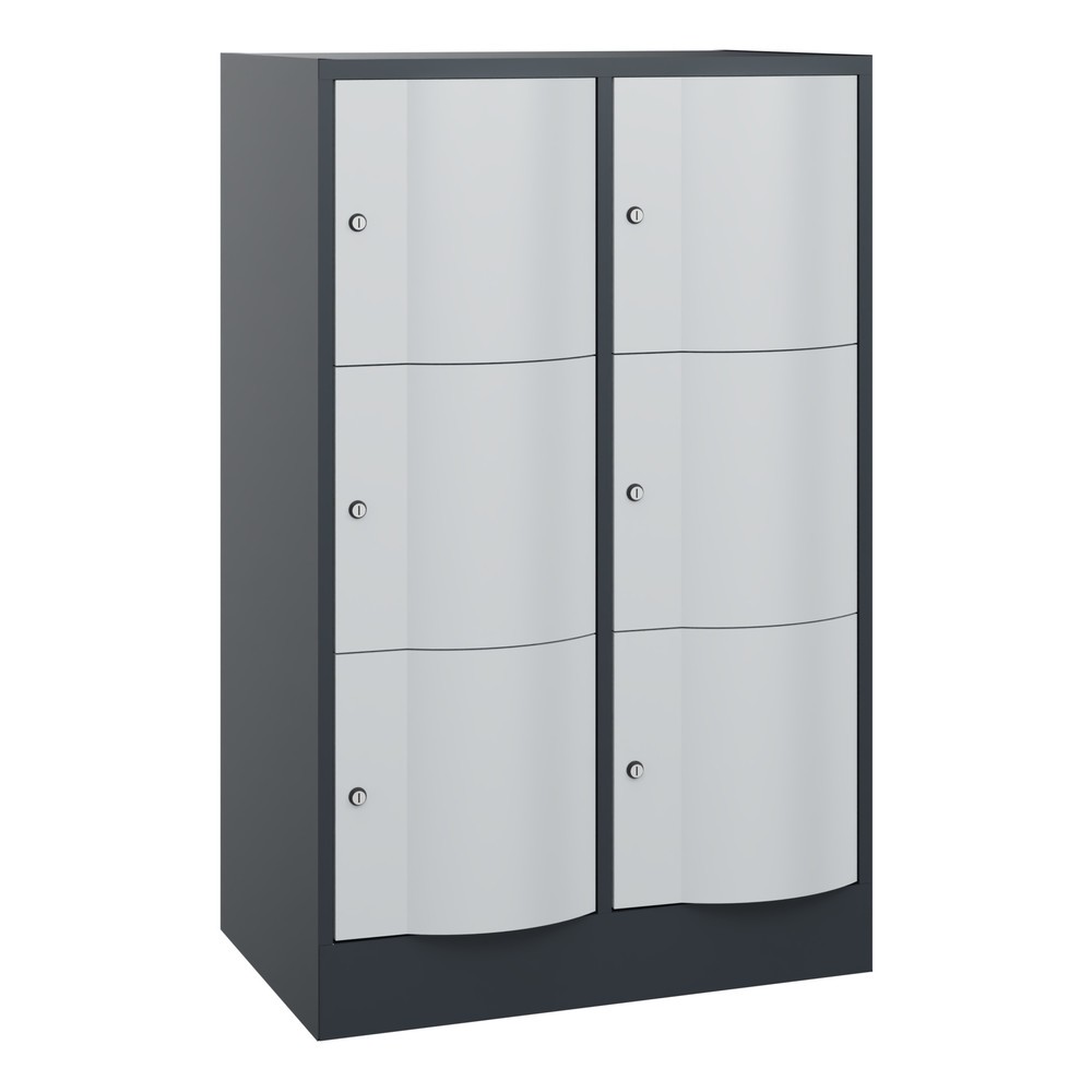 Illustration du produit: Meuble coffre-fort C+P avec portes « anti-vandalisme », 2 x 3 compartiments, H x l x P 1 225 x 770 x 540 mm, gris anthracite, gris clair
