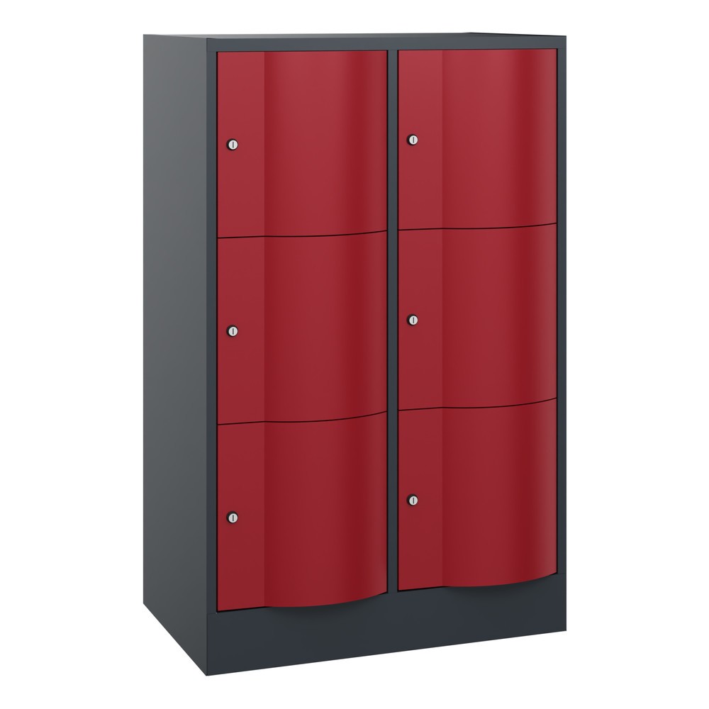 Produktabbildung Nr. 1: Meuble coffre-fort C+P avec portes « anti-vandalisme », 2 x 3 compartiments, H x l x P 1 225 x 770 x 540 mm, gris anthracite, rouge rubis