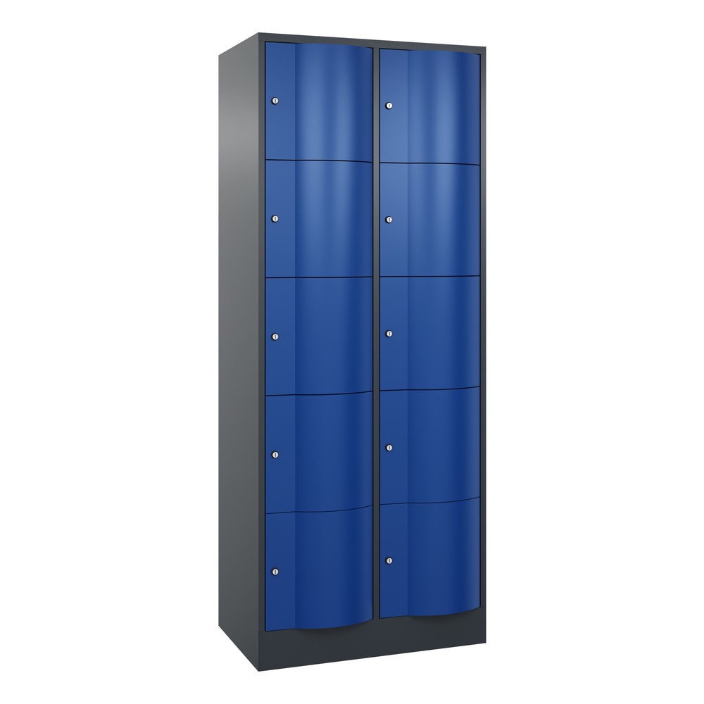 Illustration du produit: Meuble coffre-fort C+P avec portes « anti-vandalisme », 2 x 5 compartiments, H x l x P 1 950 x 770 x 540 mm, gris anthracite, bleu gentiane