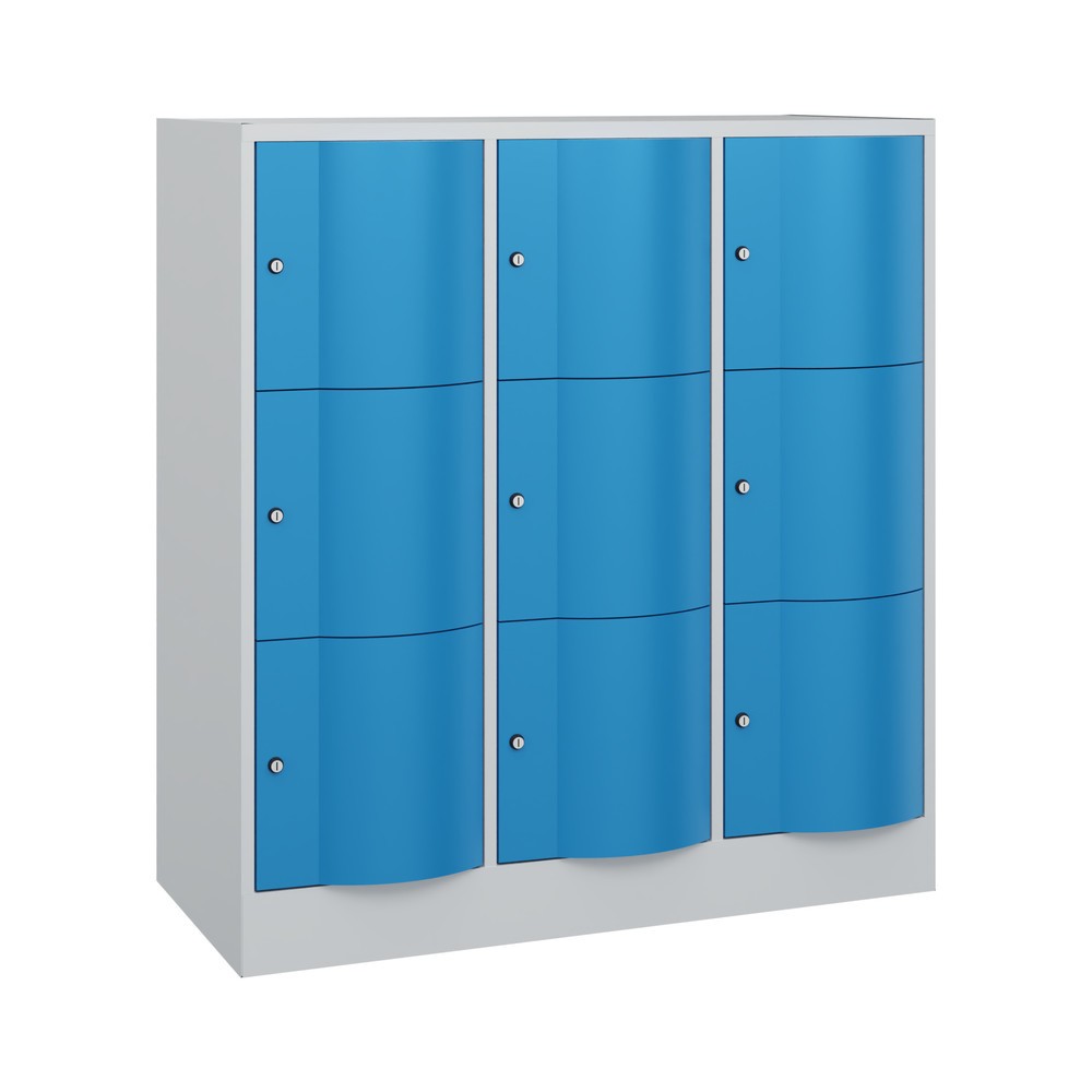 Produktabbildung Nr. 1: Meuble coffre-fort C+P avec portes « anti-vandalisme », 3 x 3 compartiments, H x l x P 1 225 x 1 150 x 540 mm, gris clair, bleu clair