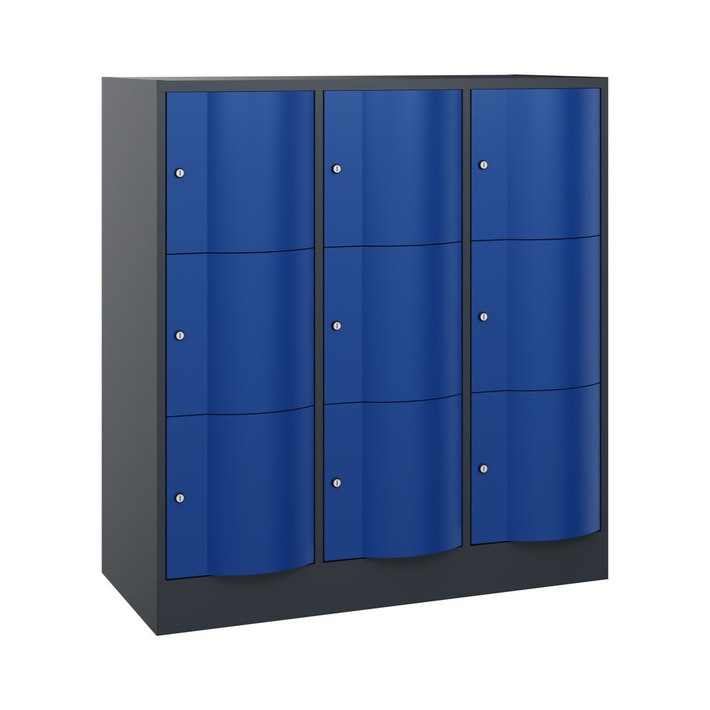 Produktabbildung Nr. 1: Meuble coffre-fort C+P avec portes « anti-vandalisme », 3 x 3 compartiments, H x l x P 1 225 x 1 150 x 540 mm, gris anthracite, bleu gentiane