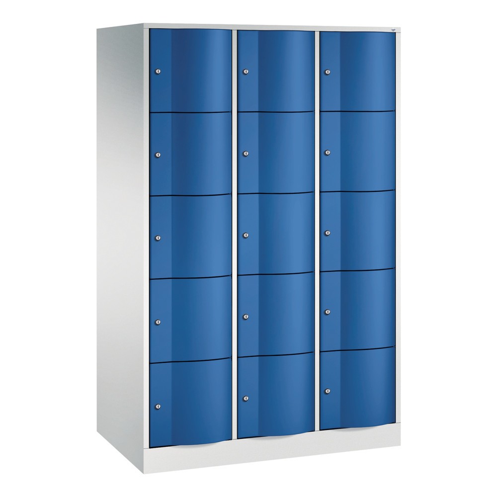 Produktabbildung Nr. 1: Meuble coffre-fort C+P avec portes « anti-vandalisme », 3 x 5 compartiments, H x l x P 1 950 x 1 150 x 640 mm, gris clair, bleu gentiane