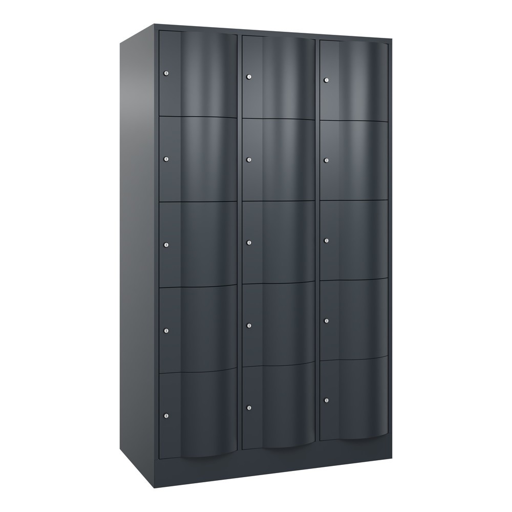 Illustration du produit: Meuble coffre-fort C+P avec portes « anti-vandalisme », 3 x 5 compartiments, H x l x P 1 950 x 1 150 x 640 mm, gris anthracite, gris anthracite