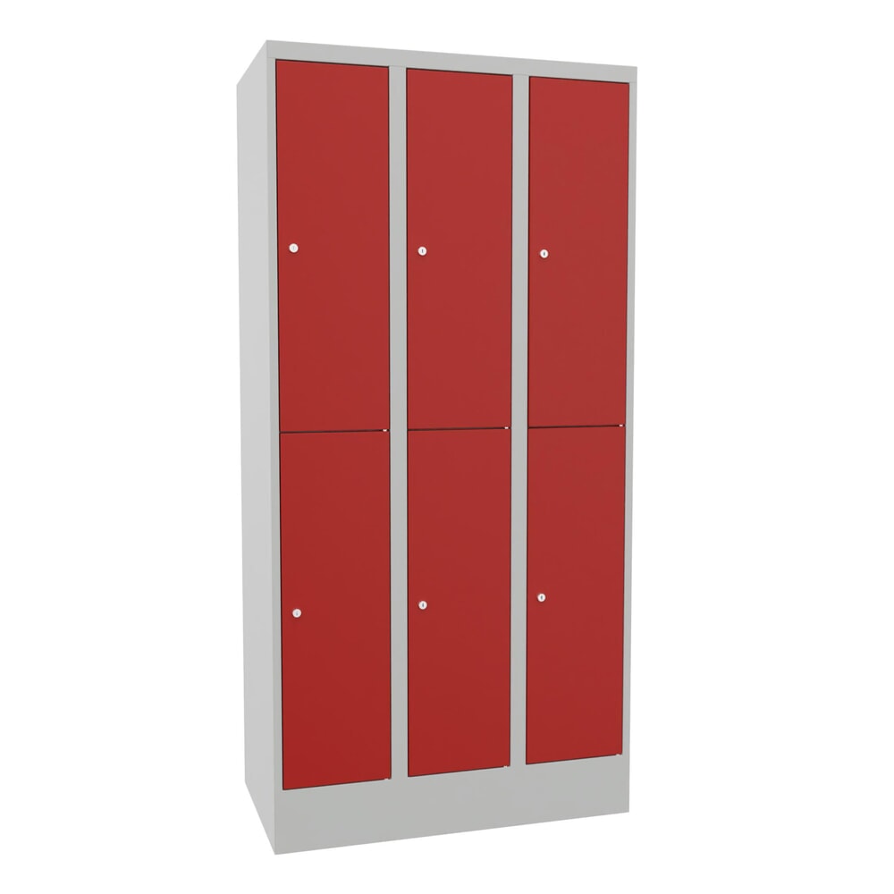Produktabbildung Nr. 1: Meuble coffre-fort PAVOY, 3 x 2 compartiments, H x l x P 1 850 x 930 x 500 mm, rouge feu, gris clair