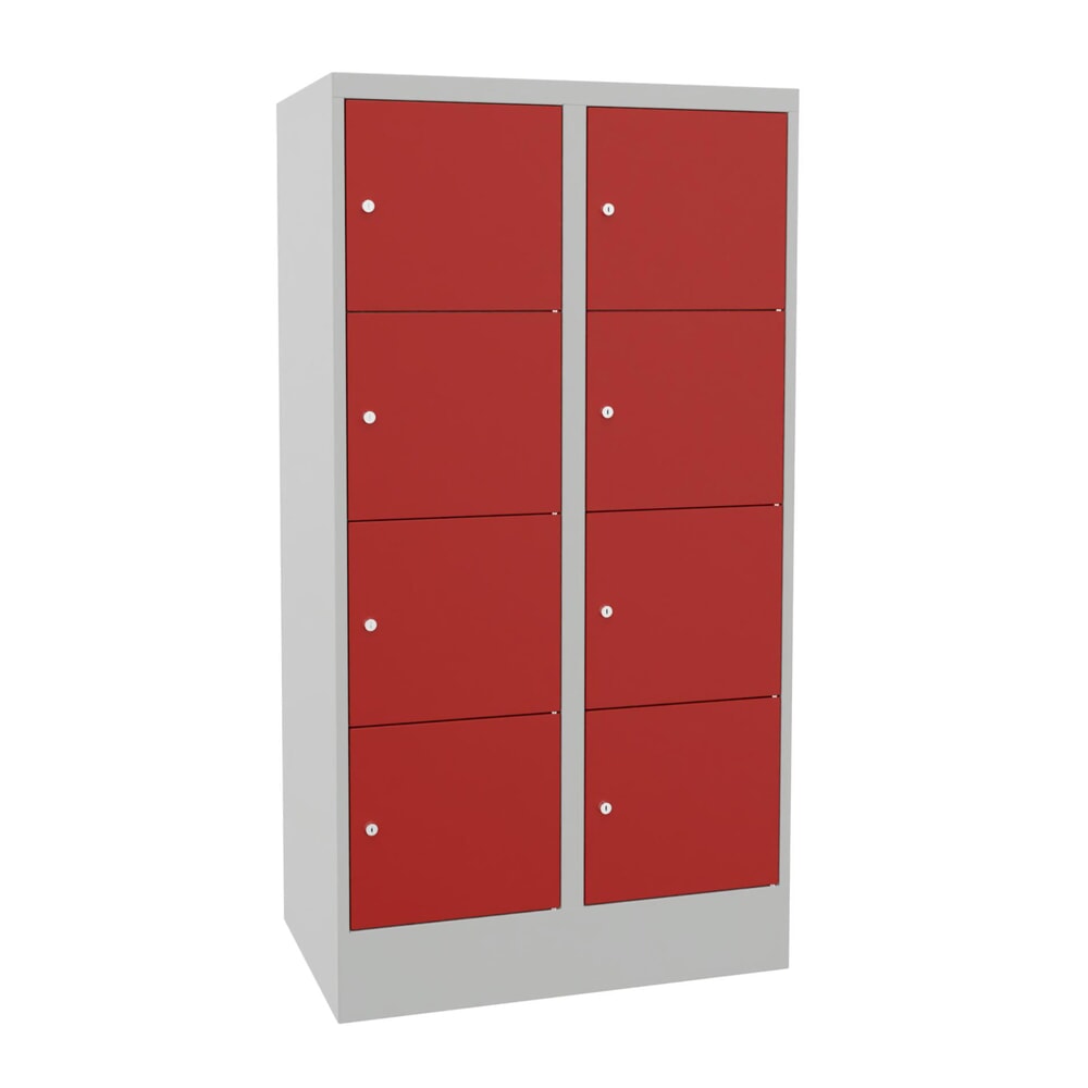 Produktabbildung Nr. 1: Meuble coffre-fort PAVOY avec serrure à cylindre, 2 x 4 compartiments, H x l x P 1 518 x 830 x 500 mm, rouge feu, gris clair