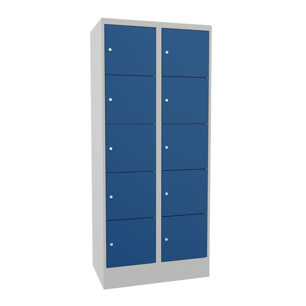 Produktabbildung Nr. 1: Meuble coffre-fort PAVOY avec serrure à cylindre, 2 x 5 compartiments, H x l x P 1 850 x 830 x 500 mm, bleu gentiane, gris clair