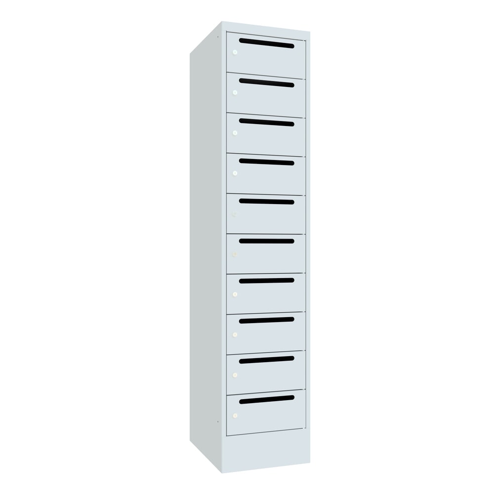 Produktabbildung Nr. 1: Meuble de tri du courrier PAVOY, 1 x 10 compartiments, H x l x P 1 850 x 430 x 500 mm, gris clair, gris clair