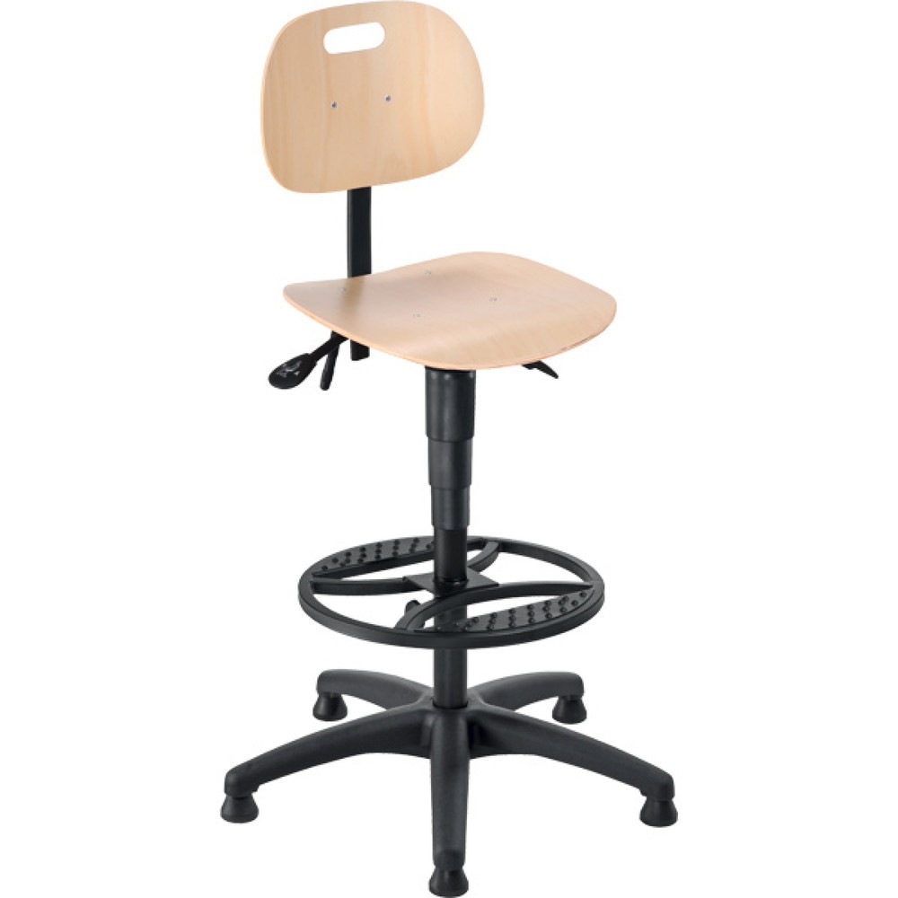 Produktabbildung: meychair Arbeitsdrehstuhl Ability Buche, Sitzhöhe 590-840 mm, Kunststoffbasis, Bodengleiter, Fussring
