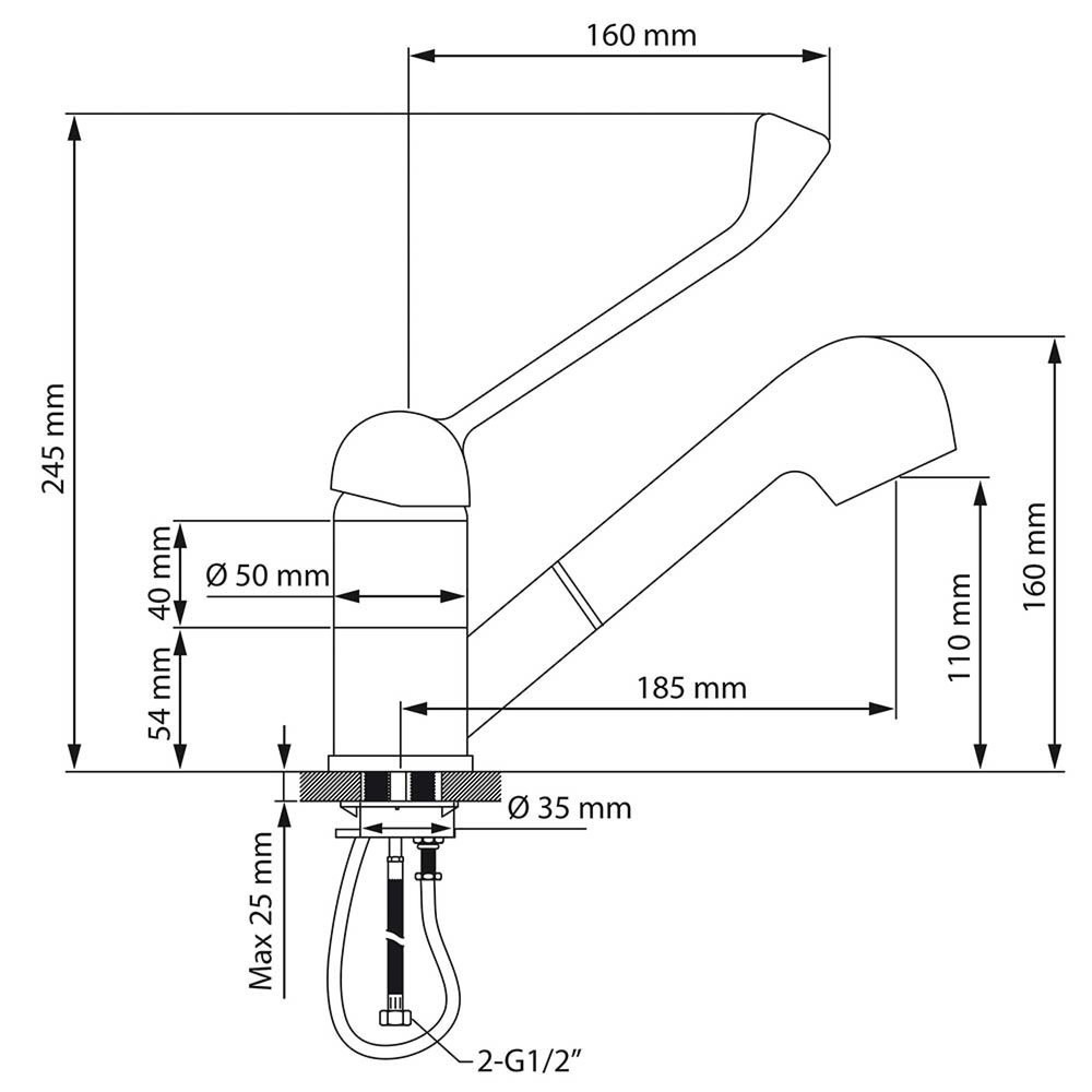Produktabbildung Nr. 5: Mitigeur Stalgast avec douchette, montage monotrou, mitigeur monocommande