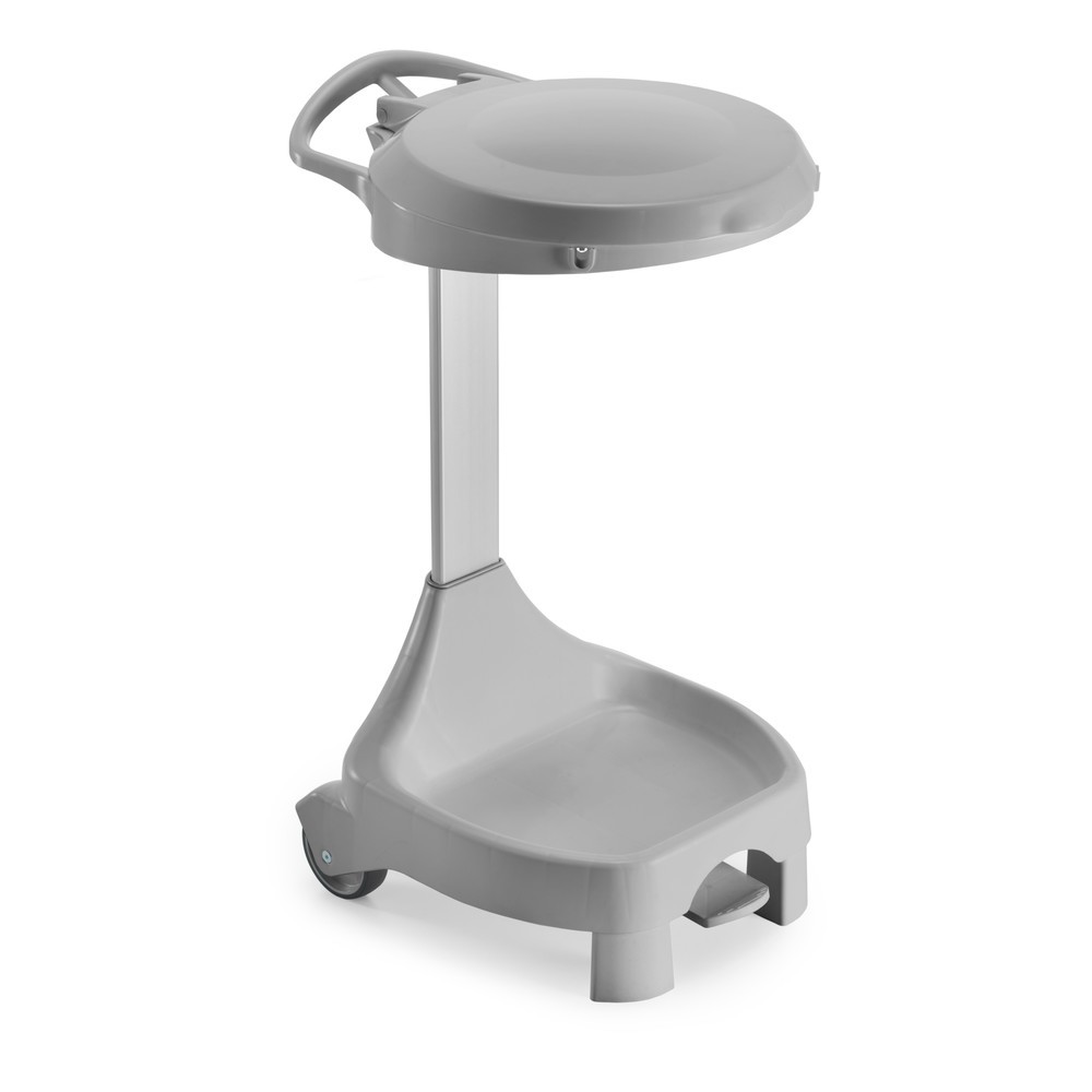 Produktabbildung Nr. 1: Mobiler Pedal-Abfallsackhalter Delta II, für 120-Liter-Säcke, 2 Räder + 2 Standfüsse, Gestell und Deckel grau