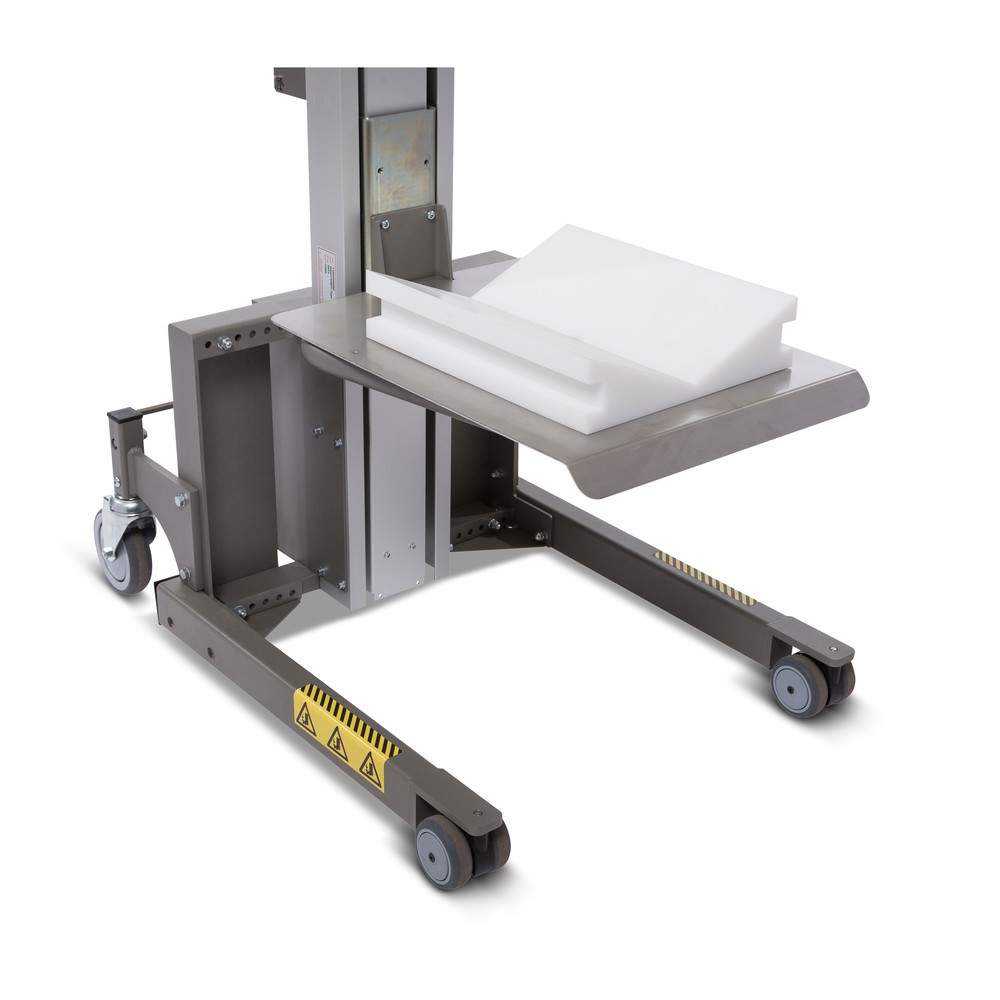 Produktabbildung Nr. 2: Monte-charge HOVMAND avec plate-forme en acier inoxydable + bloc en V, zone de levage 140-1 340 mm, capacité de charge 60 kg