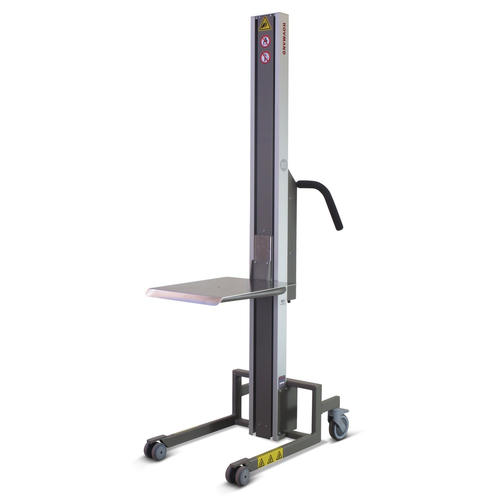 Illustration du produit: Monte-charge HOVMAND avec plate-forme en acier inoxydable + bloc en V, zone de levage 140-1 340 mm, capacité de charge 60 kg