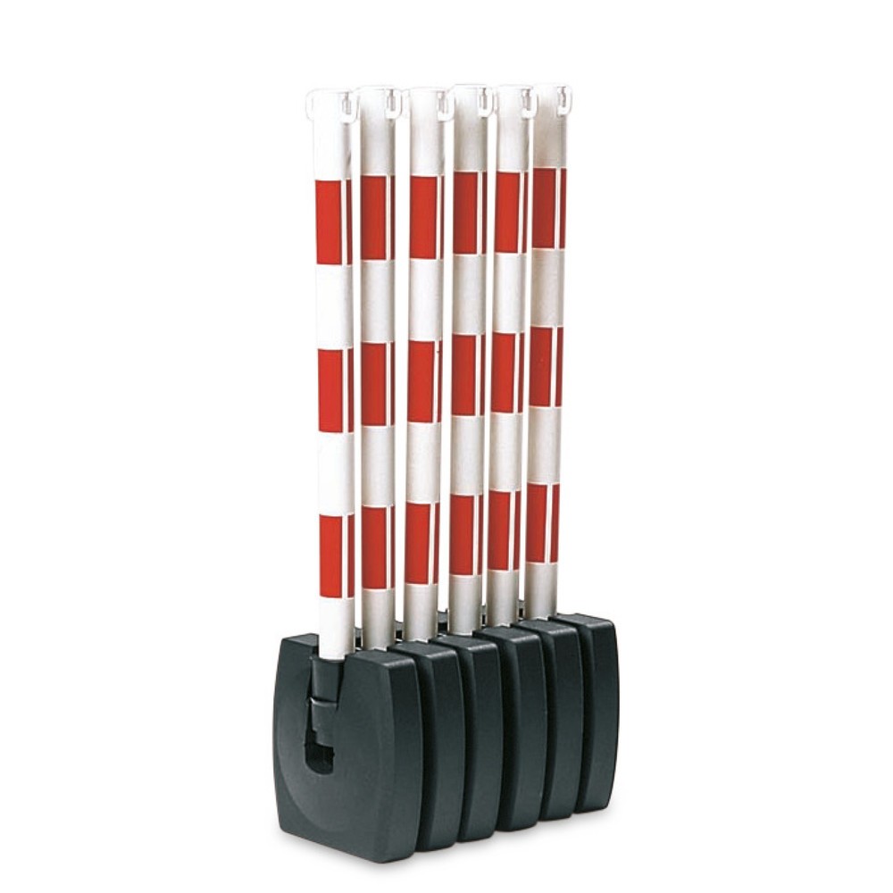 Produktabbildung: MORAVIA Kettenständer mit klappbarem Fuss, rot/weiss
