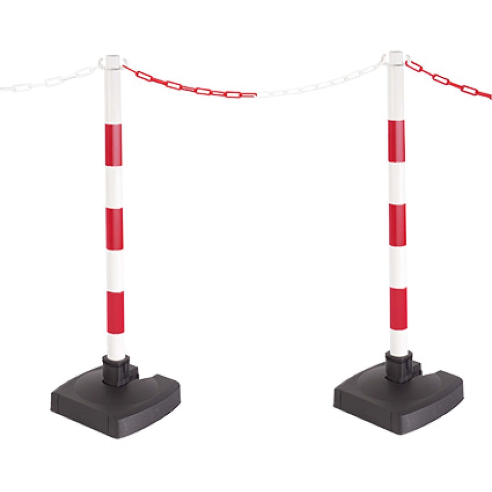 Produktabbildung: MORAVIA Kettenständer mit klappbarem Fuss, rot/weiss