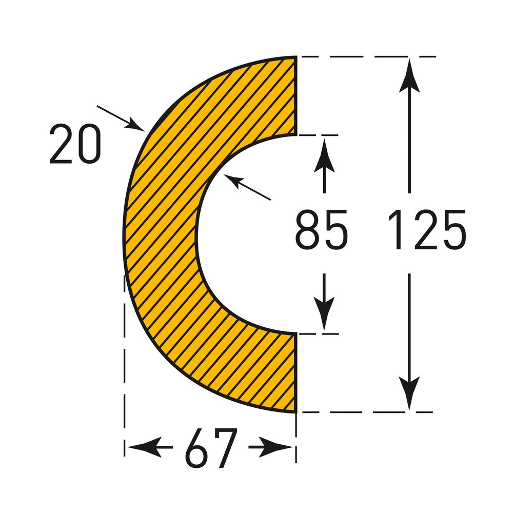 Produktabbildung Nr. 3: MORAVIA Prallschutz für Rohre, halbkreisförmig, magnetisch, Innen-Ø 85 mm, Länge 1 m