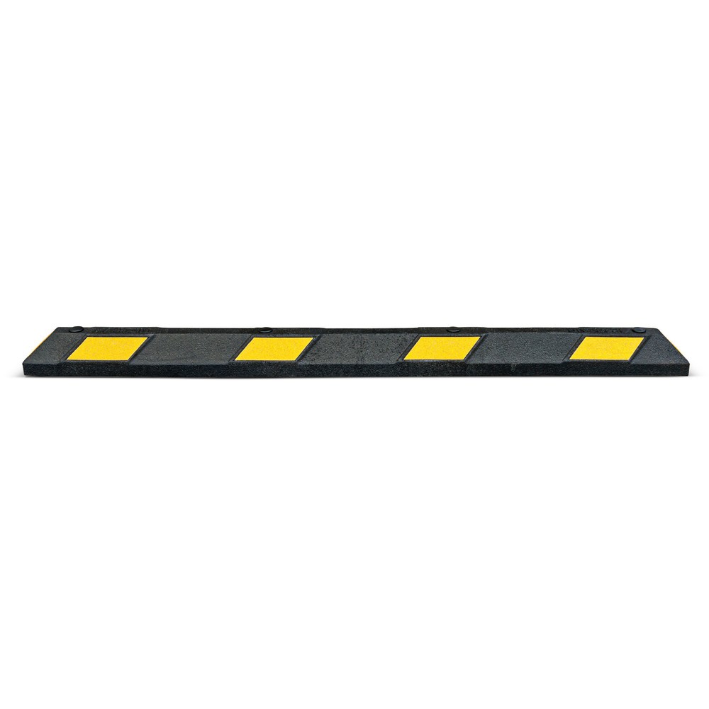 Produktabbildung: MORAVIA Radstopp Park-AID®, schwarz mit gelben Reflexstreifen, Breite 1.800 mm