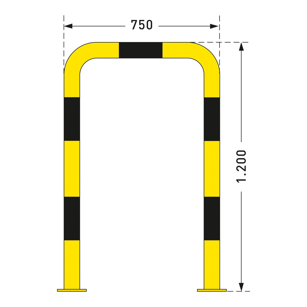 Produktabbildung Nr. 3: MORAVIA Rammschutzbügel, Innenbereich, HxL 1.200 x 750 mm, Ø 76 mm