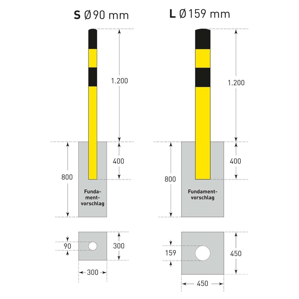 Produktabbildung Nr. 6: MORAVIA Rammschutzpoller, zum Einbetonieren, Aussenbereich, Höhe 1.600 mm, Ø 159 mm