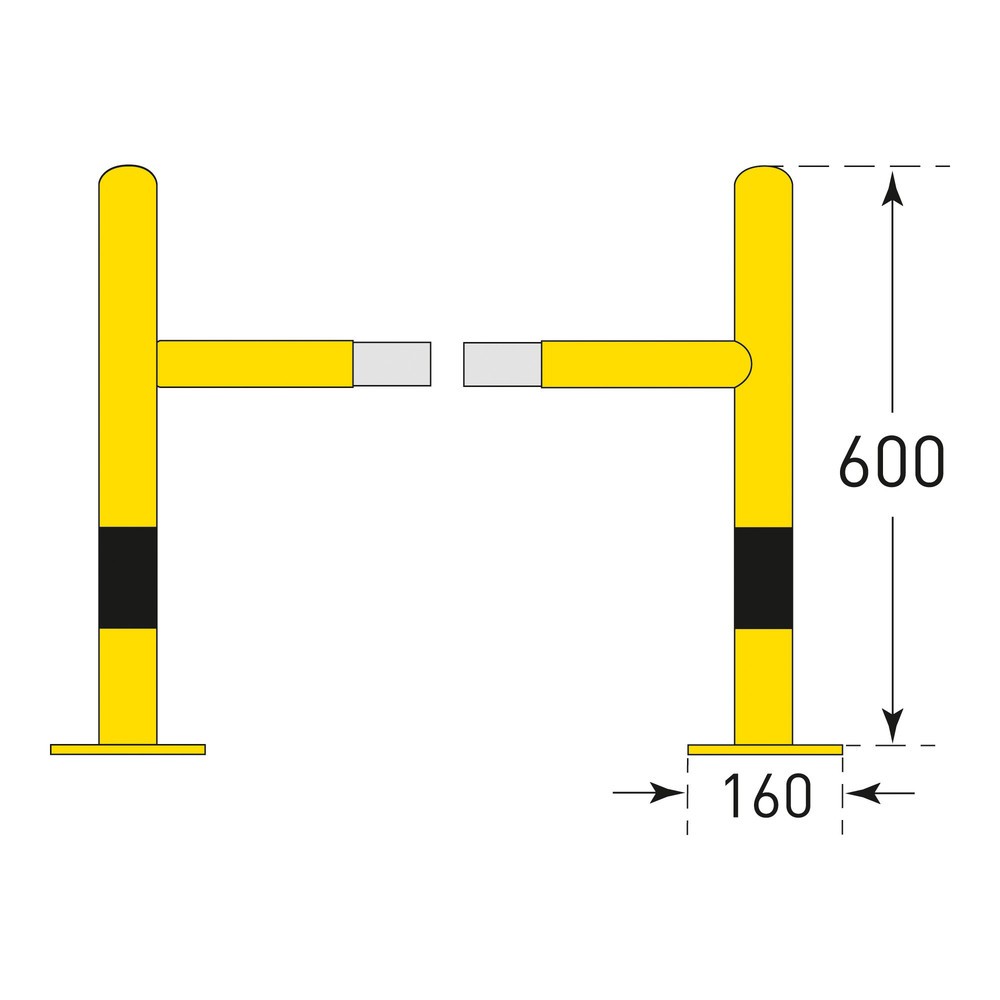 Produktabbildung Nr. 4: MORAVIA Säulen-Anfahrschutz, Aussenbereich, feuerverzinkt, Höhe 600 mm, für Säulenmasse (BxT) 500 x 500 mm