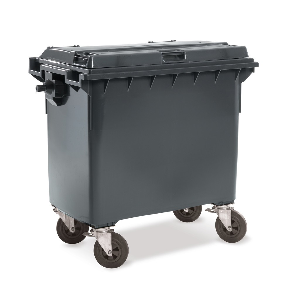 Produktabbildung: Müllgrossbehälter aus HDPE, 660 Liter, gem. DIN EN 840-2, mit 4 Lenkrollen, anthrazit