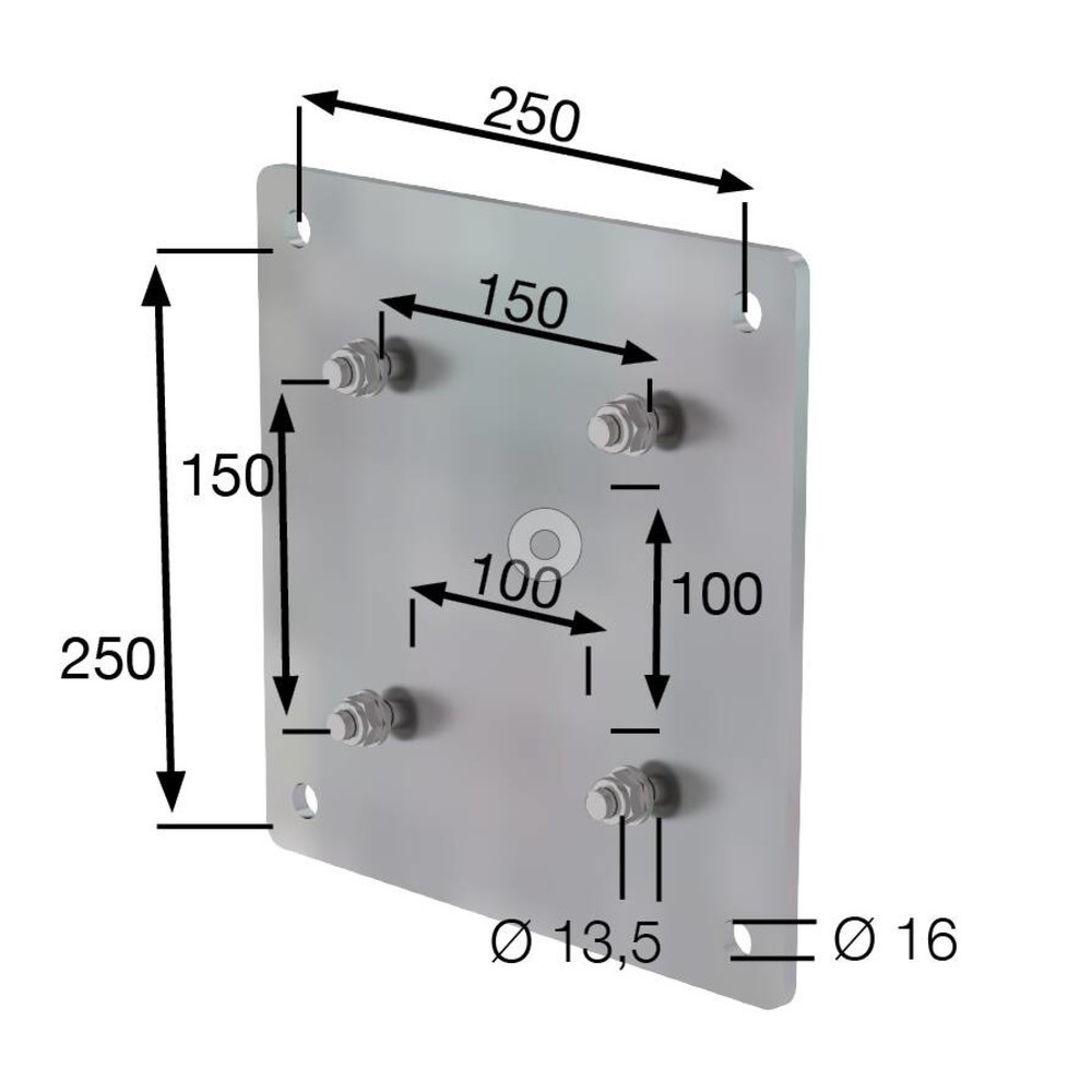 Produktabbildung Nr. 2: Munk Adapterplatte Stahl feuerverzinkt 150 x 150 mm