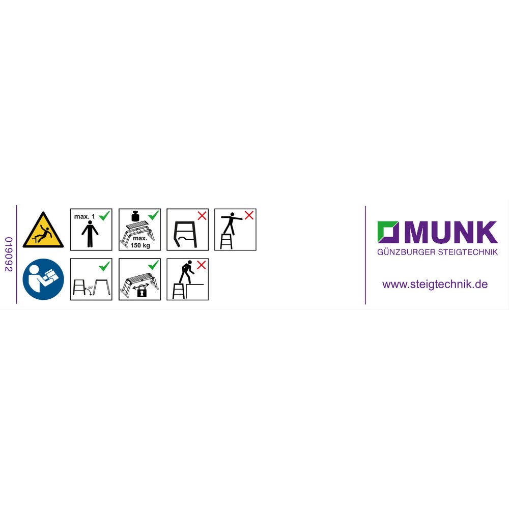 Produktabbildung: Munk Hinweis-Aufkleber für Arbeitsdiele Aufkleber 19092