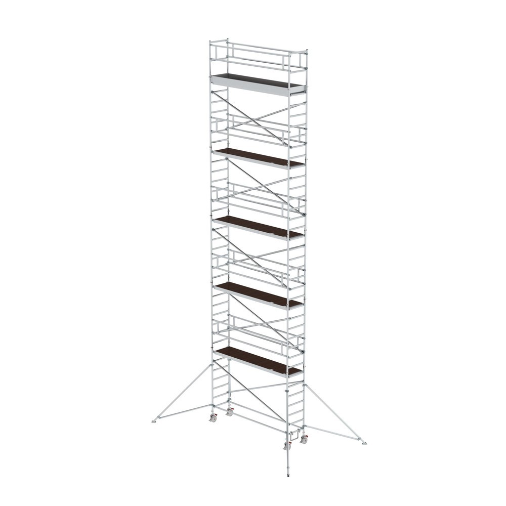 Illustration du produit: Munk Échafaudage roulant 0,75 x 3,0 m avec stabilisateurs Hauteur de plate-forme 10,35 m