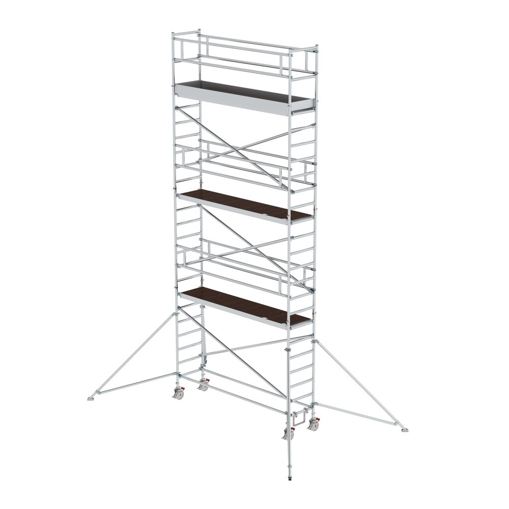 Illustration du produit: Munk Échafaudage roulant 0,75 x 3,0 m avec stabilisateurs Hauteur de plate-forme 6,35 m