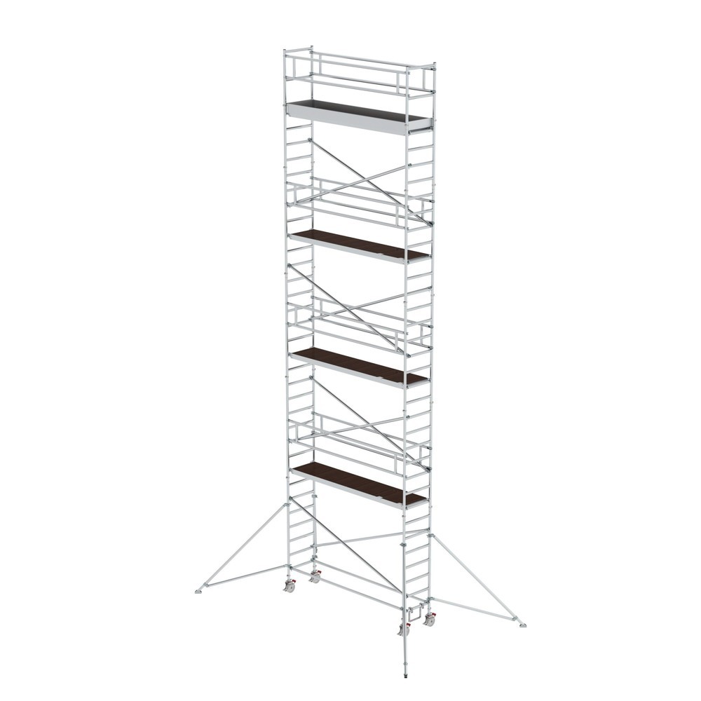 Illustration du produit: Munk Échafaudage roulant 0,75 x 3,0 m avec stabilisateurs Hauteur de plate-forme 9,35 m