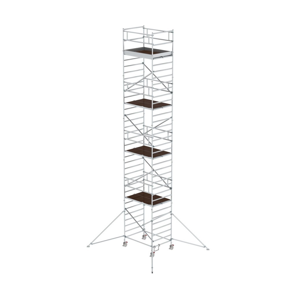 Illustration du produit: Munk Échafaudage roulant 1,35 x 1,80 m avec stabilisateur & double plate-forme Hauteur de plate-forme 9,35 m
