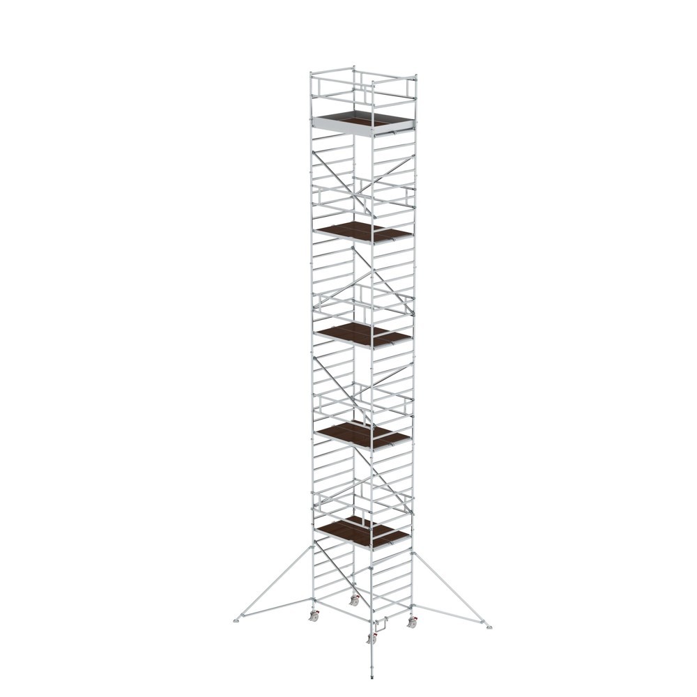 Illustration du produit: Munk Échafaudage roulant 1,35 x 1,80 m avec stabilisateur & double plate-forme Hauteur de plate-forme 11,35 m
