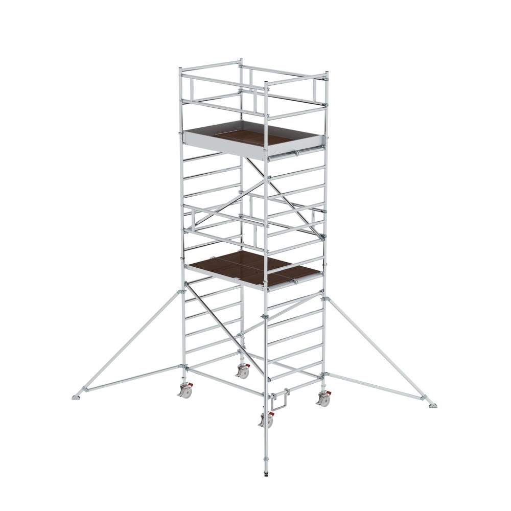 Illustration du produit: Munk Échafaudage roulant 1,35 x 1,80 m avec stabilisateur & double plate-forme Hauteur de plate-forme 4,35 m