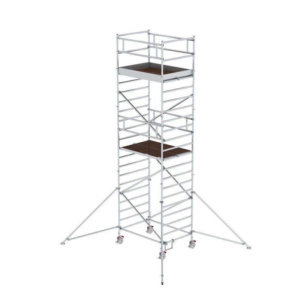 Illustration du produit: Munk Échafaudage roulant 1,35 x 1,80 m avec stabilisateur & double plate-forme Hauteur de plate-forme 5,35 m