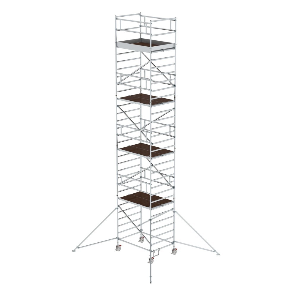 Illustration du produit: Munk Échafaudage roulant 1,35 x 1,80 m avec stabilisateur & double plate-forme Hauteur de plate-forme 8,35 m