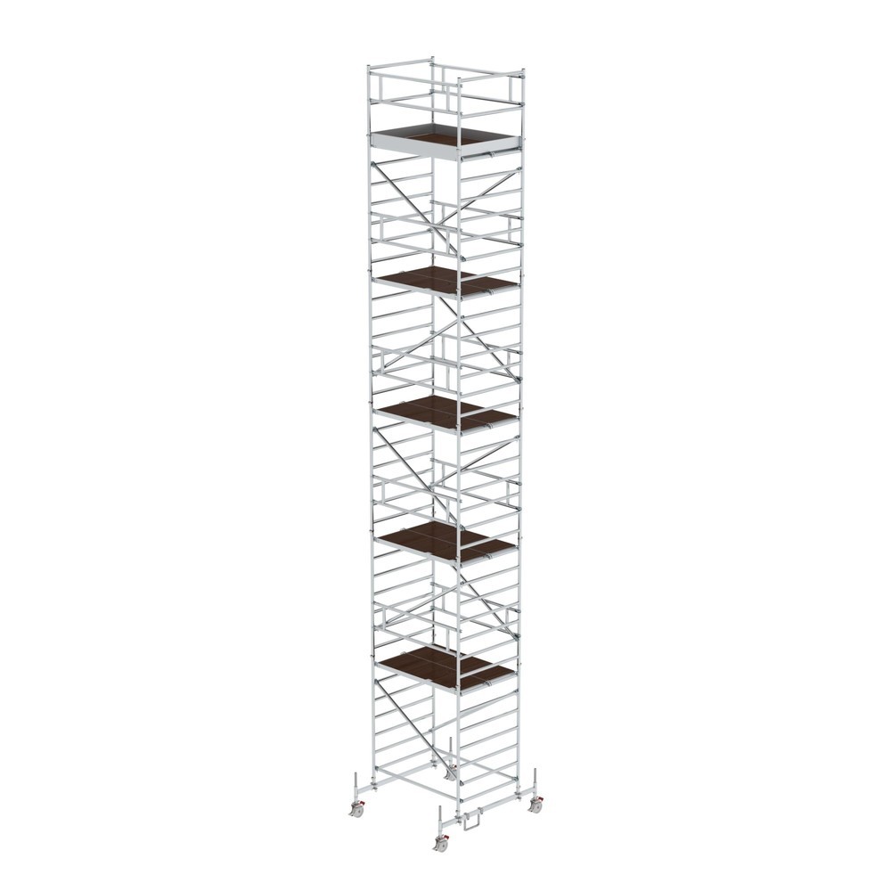 Illustration du produit: Munk Échafaudage roulant 1,35 x 1,80 m avec traverse mobile & double plate-forme Hauteur de plate-forme 10,45 m