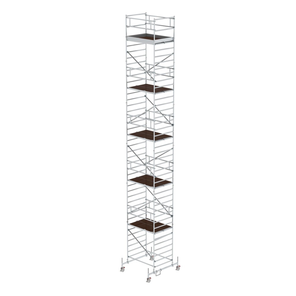 Illustration du produit: Munk Échafaudage roulant 1,35 x 1,80 m avec traverse mobile & double plate-forme Hauteur de plate-forme 11,45 m