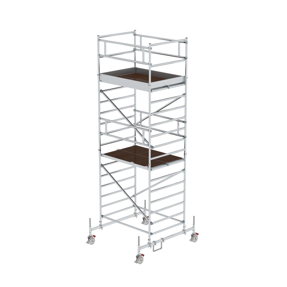 Illustration du produit: Munk Échafaudage roulant 1,35 x 1,80 m avec traverse mobile & double plate-forme Hauteur de plate-forme 4,45 m