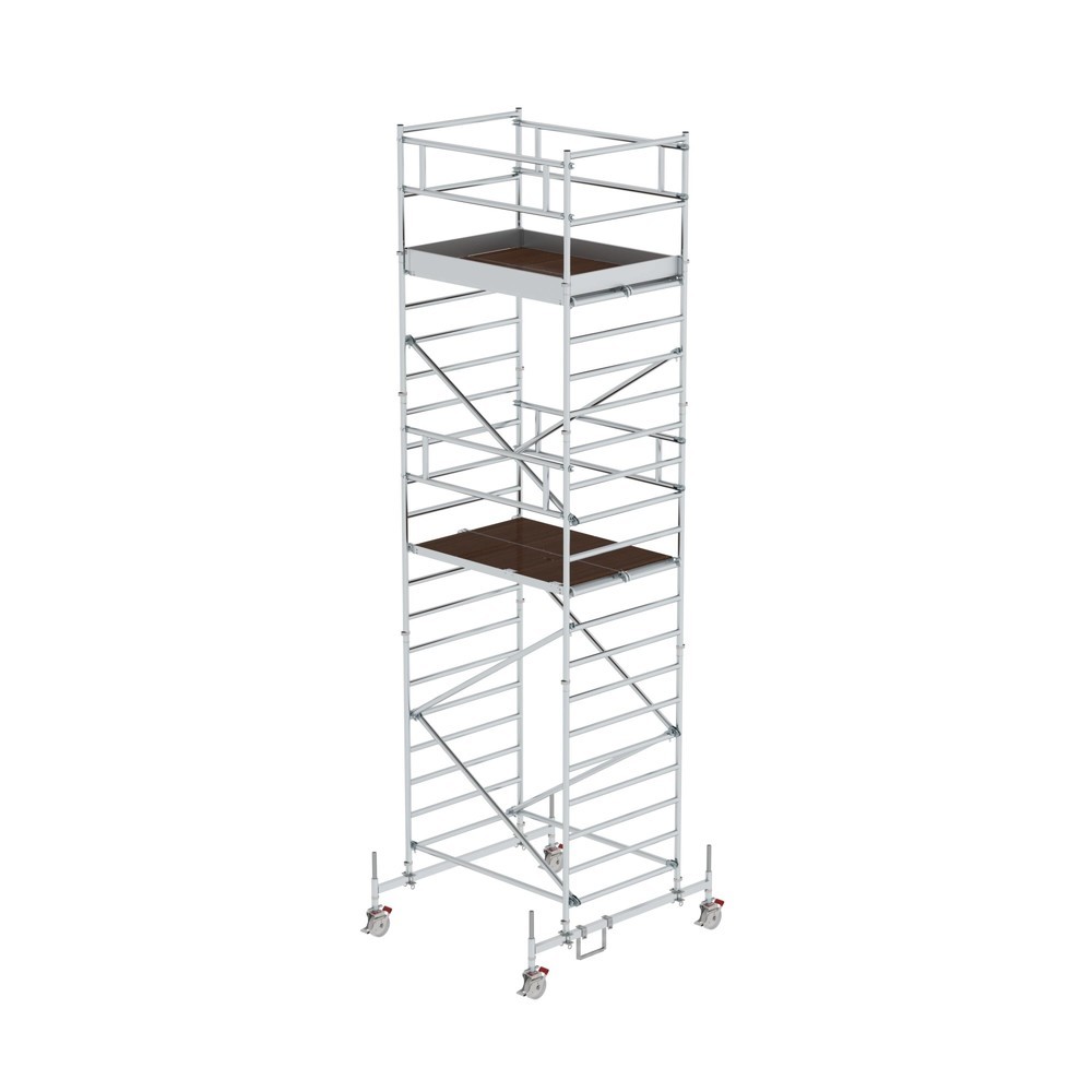 Illustration du produit: Munk Échafaudage roulant 1,35 x 1,80 m avec traverse mobile & double plate-forme Hauteur de plate-forme 5,45 m