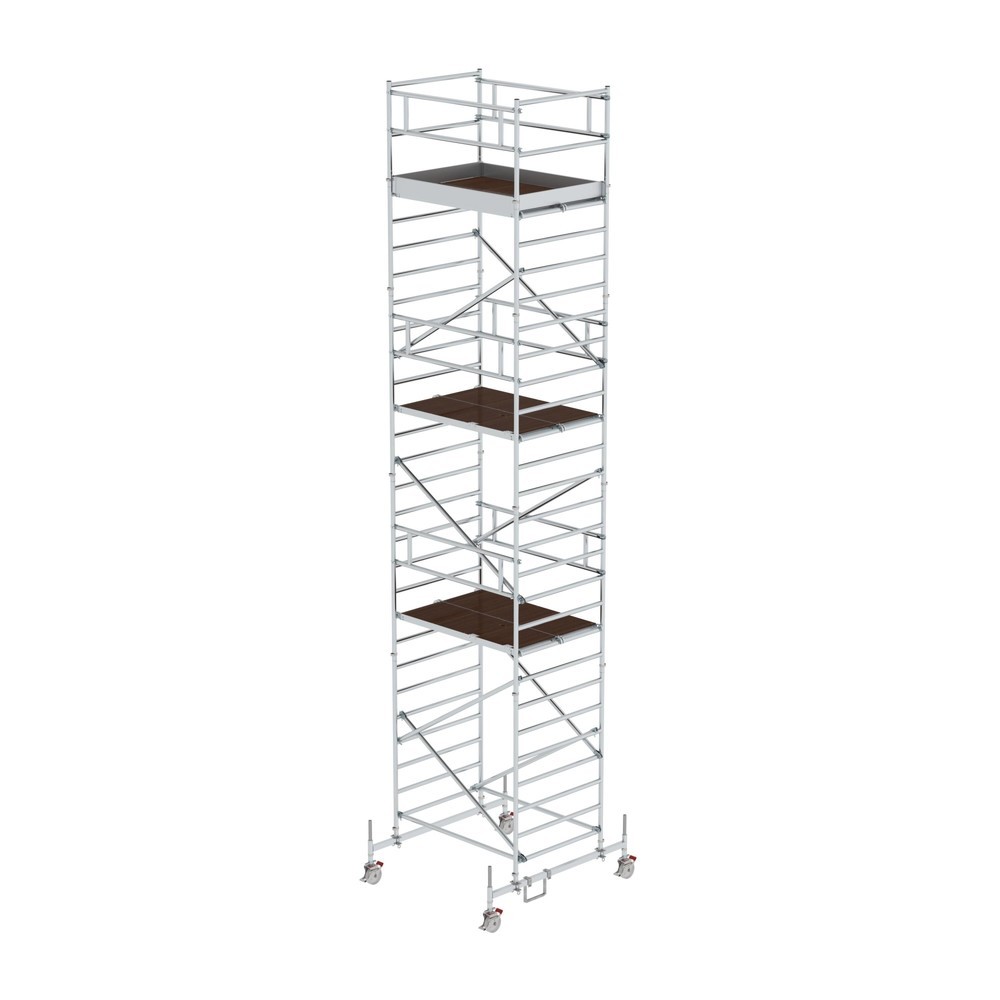 Illustration du produit: Munk Échafaudage roulant 1,35 x 1,80 m avec traverse mobile & double plate-forme Hauteur de plate-forme 7,45 m