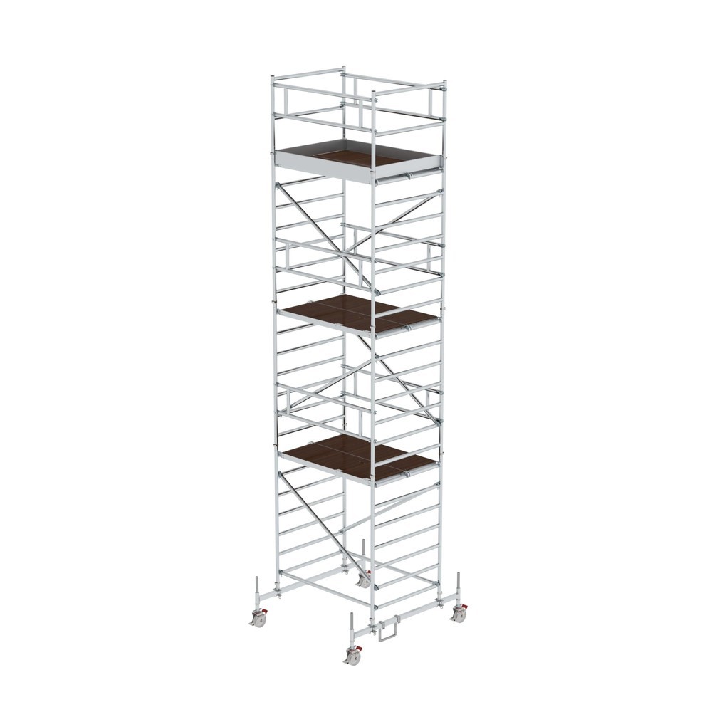Illustration du produit: Munk Échafaudage roulant 1,35 x 1,80 m avec traverse mobile & double plate-forme Hauteur de plate-forme 6,45 m