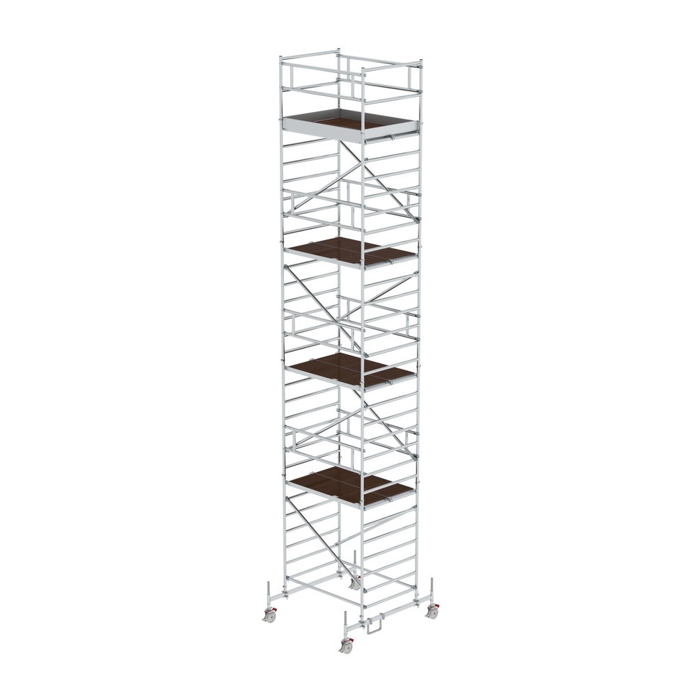 Illustration du produit: Munk Échafaudage roulant 1,35 x 1,80 m avec traverse mobile & double plate-forme Hauteur de plate-forme 8,45 m