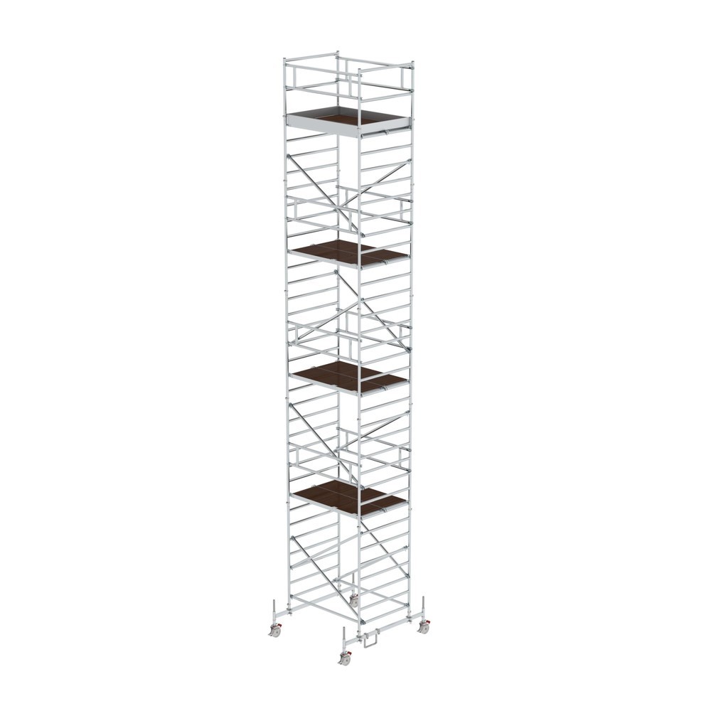 Illustration du produit: Munk Échafaudage roulant 1,35 x 1,80 m avec traverse mobile & double plate-forme Hauteur de plate-forme 9,45 m